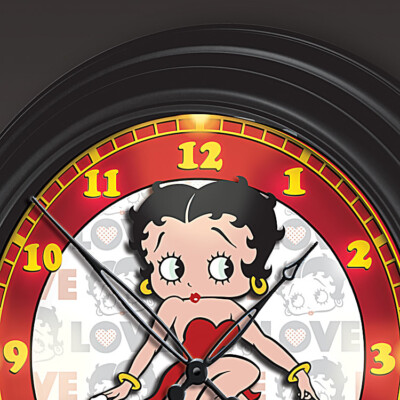 桜 BETTY BOOP 歌うメロディ・ライト付き シルバー 掛け時計 Betty