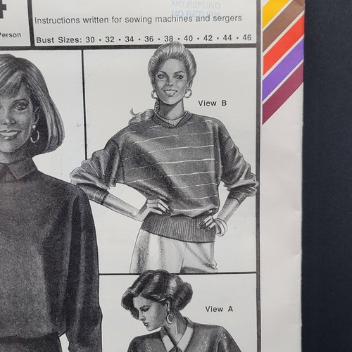 Vintage Sewing Pattern Collared Pullovers Stretch & Sew 384 Ann Person 1980's - Picture 3 of 9