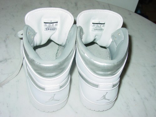 2016 Nike Air Jordan Retro 1 "Pure Money" White/Metallic Silver Shoes! Size 8.5 - Picture 3 of 12