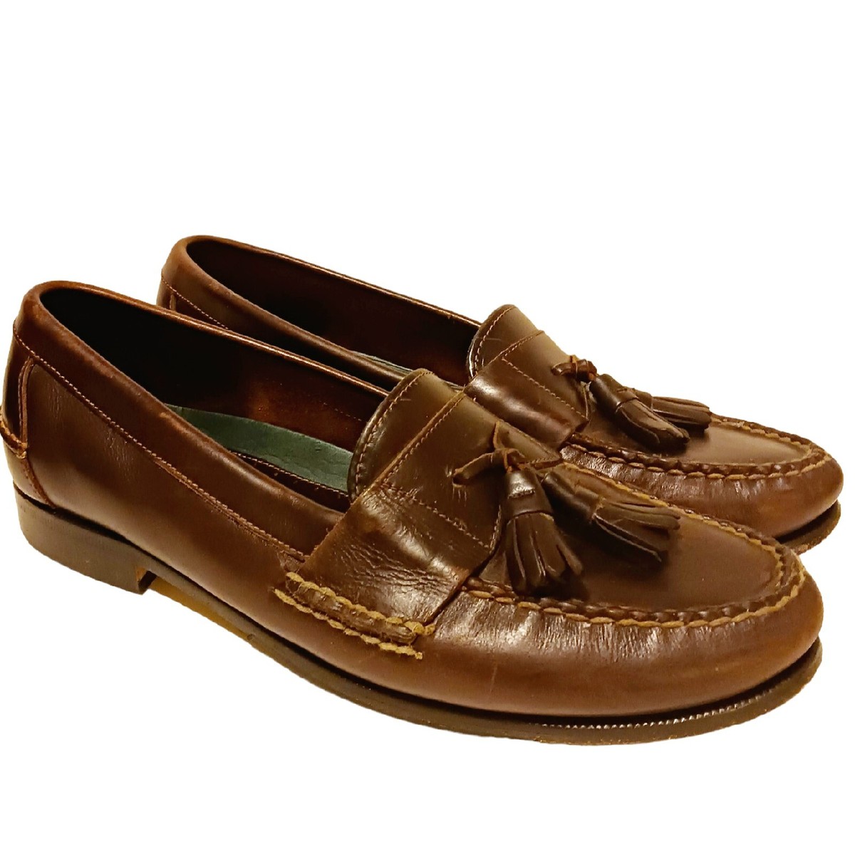 Vintage GH Bass Tassel‎ Loafers Mens 10.5 D Chestnut Brown Kiltie Bombay Leather GH Bass Loafers Shoes Mens 10.5 Brown Kiltie Tassel Leather  main image 2
