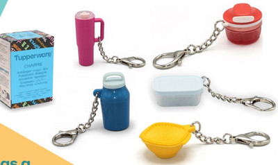 Tupperware 80th anniversary Charms Keychains Set Of 5 New 