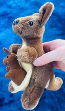 8" Brown Kangaroo Mom and Joey Baby Plush Toy Stuffed Animal PreOwned Milaca