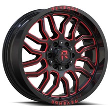 20x12 Revenge Rv205 Blackred Milled 5x127 5x139.7 -44 Set Of 4