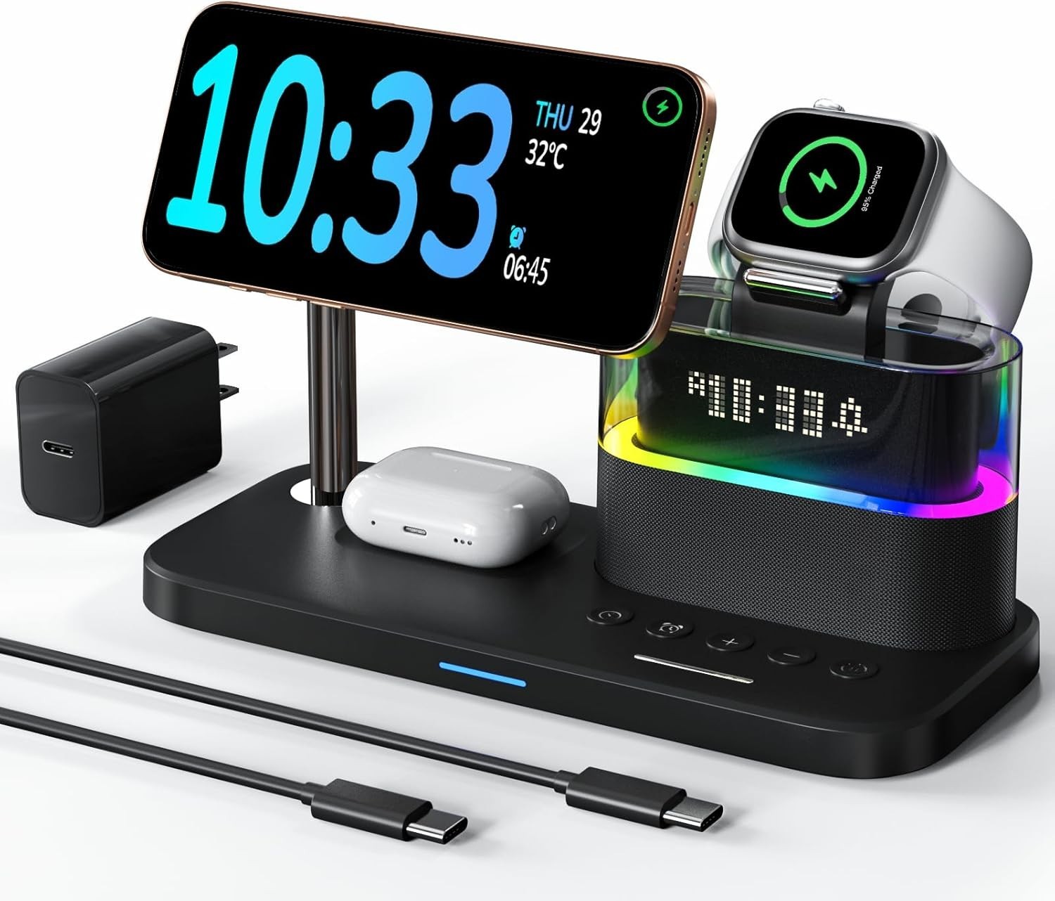 Wireless Charging Station,5 in 1 Multiple Charger Stand with