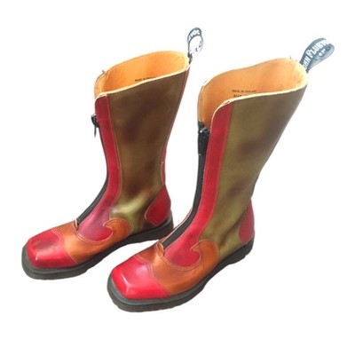  John Fluevog Deadstock Flame Airbrush Boots Made in England Size 8 Rare Punk