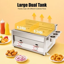 Countertop Gas Deep Fryer Propane Gas Stainless Steel Outdoor Use Round 2 Burner