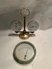 Vintage French Desk Weather Station And Thermometer 