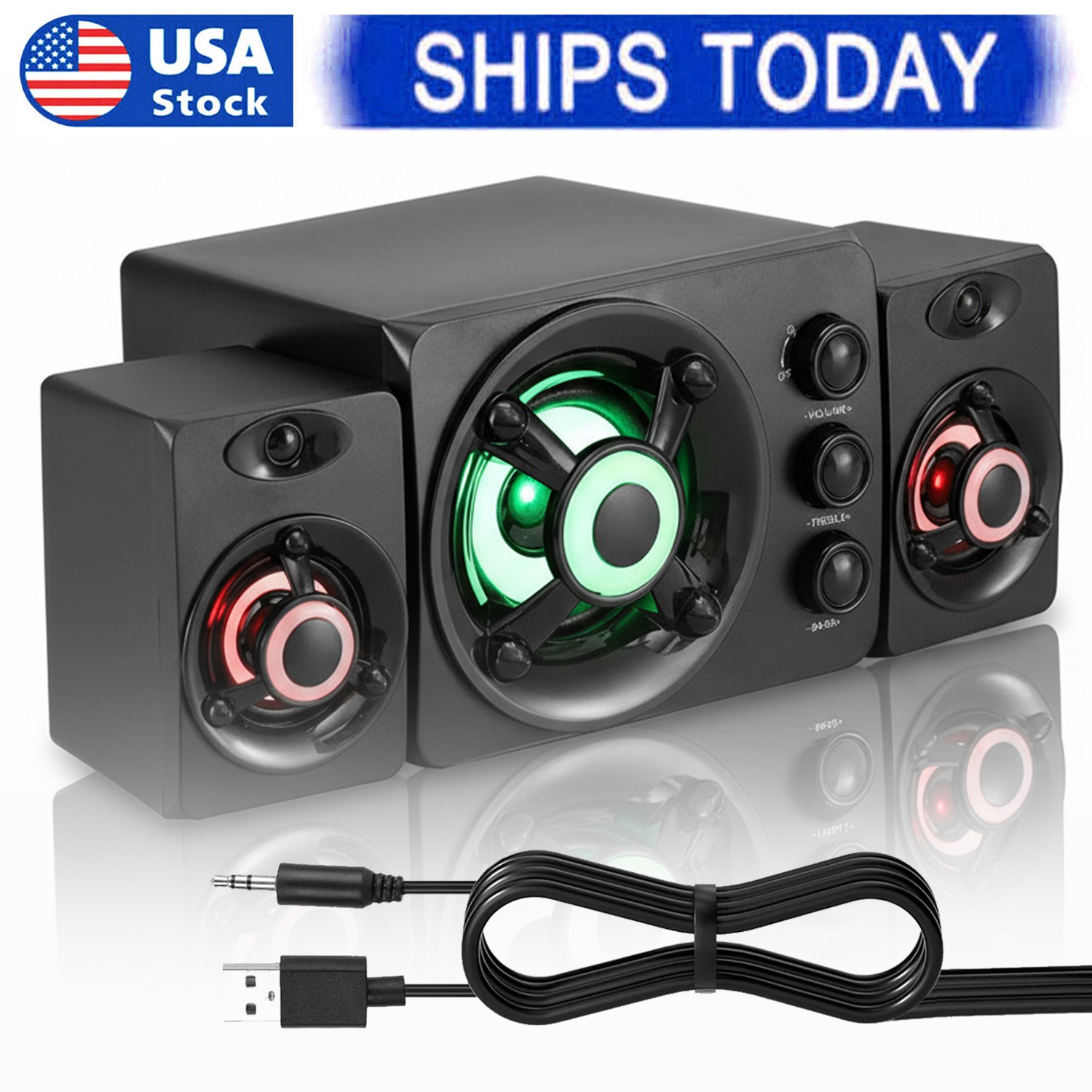 System Wired Pc Speakers Gaming Bass 3.5mm Jack