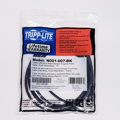 Tripp Lite N001-007-BK Black Molded Snagless Patch Cable RJ45 Male/Male 7ft 