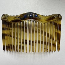 Vintage Art Deco Faux Tortoise Hair Side Comb Rhinestone