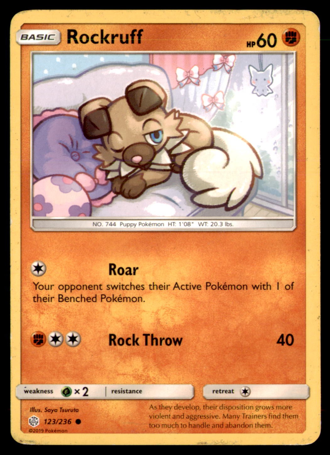 Rockruff 123/236 Cosmic Eclipse 2019 Saya Tsuruta HP