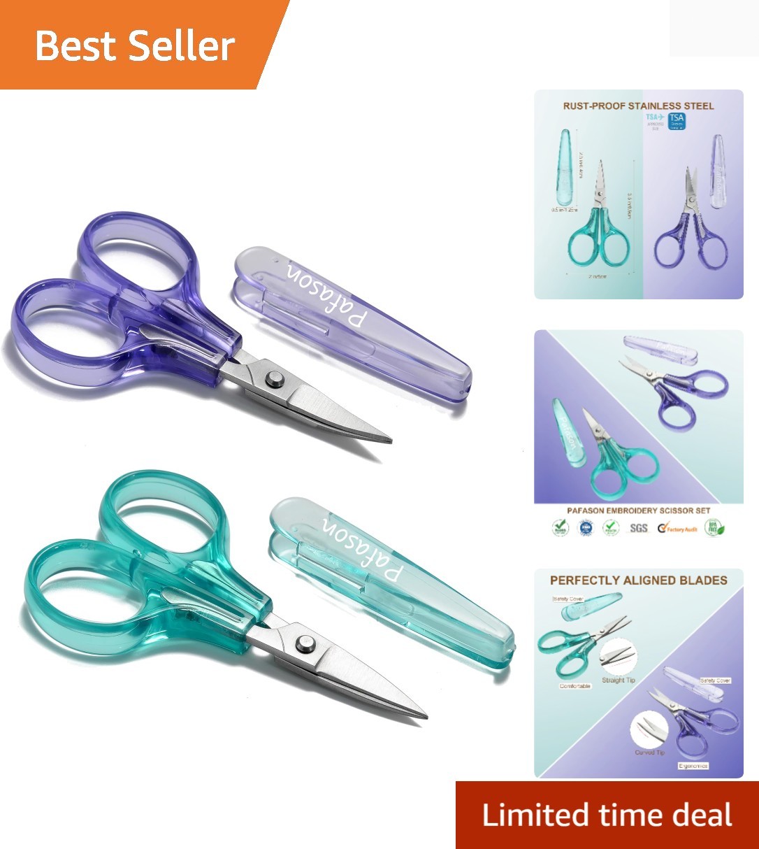 Scissors Set Curved Straight Tip All Purpose For Quil...