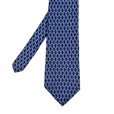 Brooks Brothers Blue Silk Geometric Tie Mens OS Makers Italy USA Chain Link