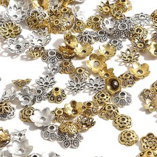 50pc Tibetan Antique Silver Bead Caps Leaf Flower Spacer Jewelry DIY Findings