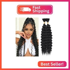 Human Braiding Hair for Boho Braids 2 Bundles 16 Inch 100g 12A Deep Wave Braidin