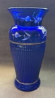 Fenton Glass Landmark Collection Painted Signed Rib Cobalt Blue Vase EUC Signed