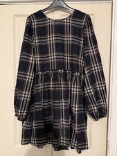 Navy Tartan Smock Dess - Size 10