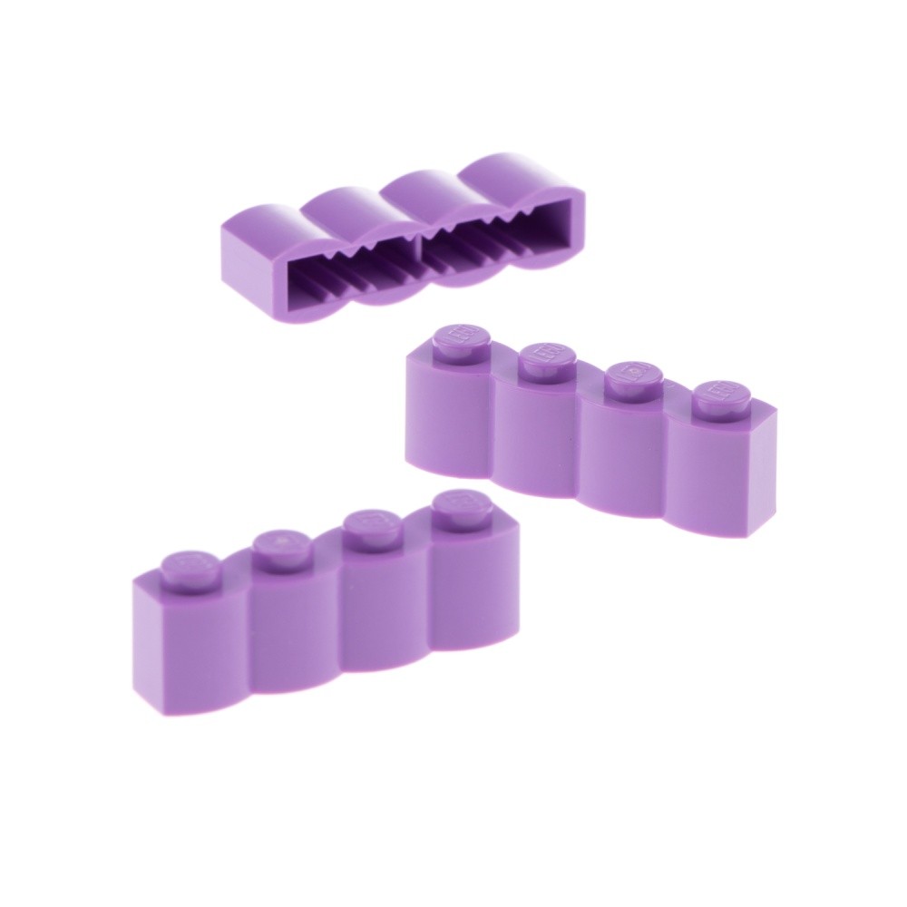 3X Lego Building Brick Modified 1X4X1 Medium Lavender Palisade Wood Block 30137