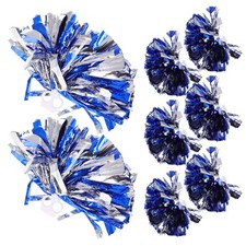 8 Pcs Cheerleading Poms Blue and Silver Props Cheering Hand Flowers