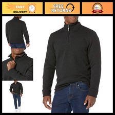 Men's Quarter-Zip Mock Neck Sweater, French Rib Knit, Casual Pullover, Stylish T