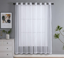 Sheer White Curtains 84 Inch Length Voile Grommet Window Panels Pair