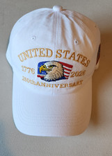 United States 250th Anniversary Hat 1776  2026 White Eagle Flag Cap