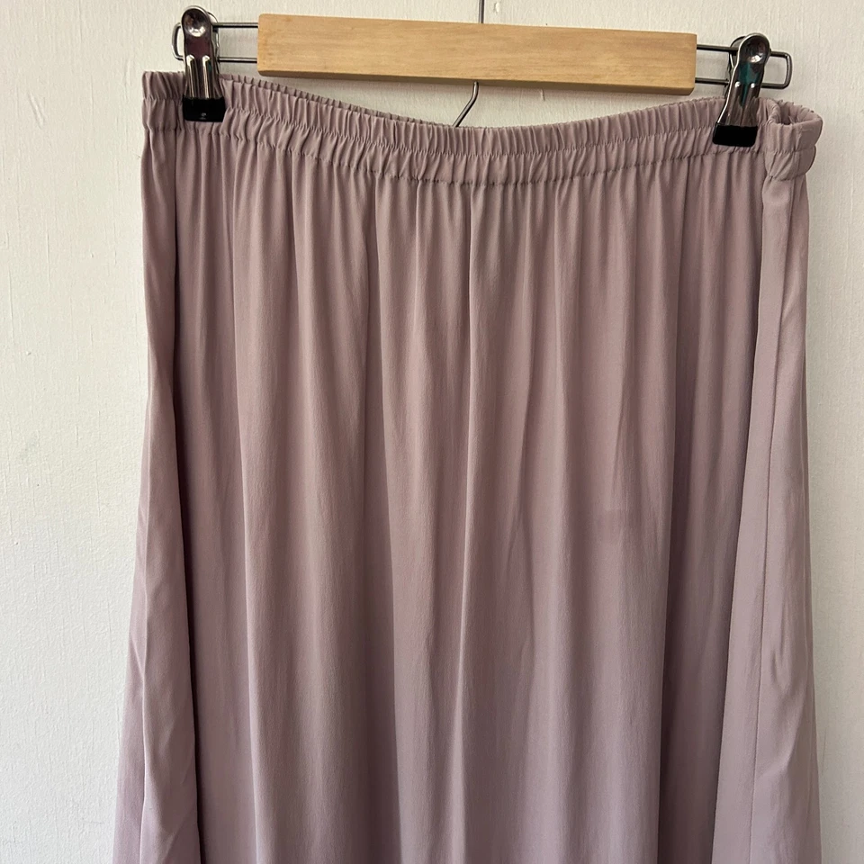 Eileen Fisher Silk Maxi Skirt Womens Large Purple Elastic Waist - Image 2 of 4