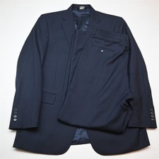 Jos A Bank 43L 36x32 Navy Blue Striped Wool Silk Mens Jacket Pants Suit