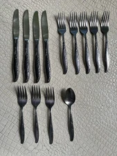Vintage CG Japan Stainless Flatware Tulips Pattern Lot Of 13 Mixed Pieces MCM