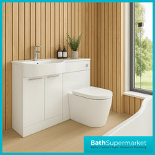 White Bathroom Vanity Unit 1002mm – Resin Basin Top – Left/Right Hand P Shape 