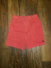 Polo Ralph Lauren Boys Red Cotton Canvas Stretch Twill Shorts With Navy Pony