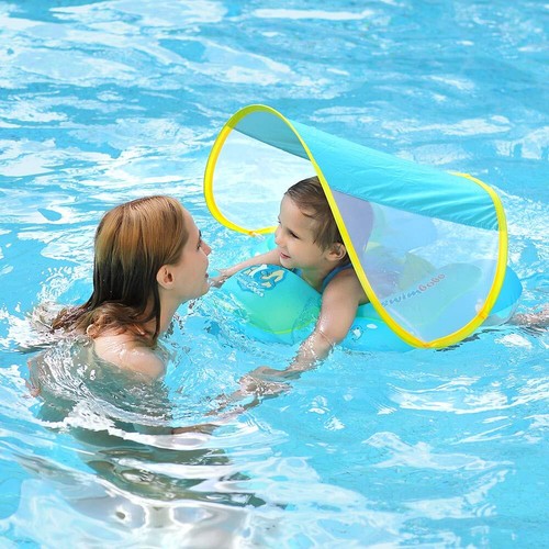 Baby Schwimmring mit Abnehmbarem Sonnendach Schwimmreifen Kinder 0-3 Jahre DE - Bild 22 von 22