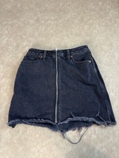 Abercrombie  Fitch Women Zoe Natural Rise Vintage ALine Fringe Black Skirt 27/4