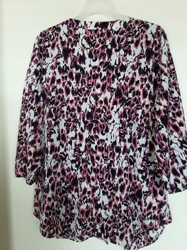 Camisa túnica top con botones colección 212 para mujer Plus 1X azul boho manga 3/4 - Imagen 3 de 3