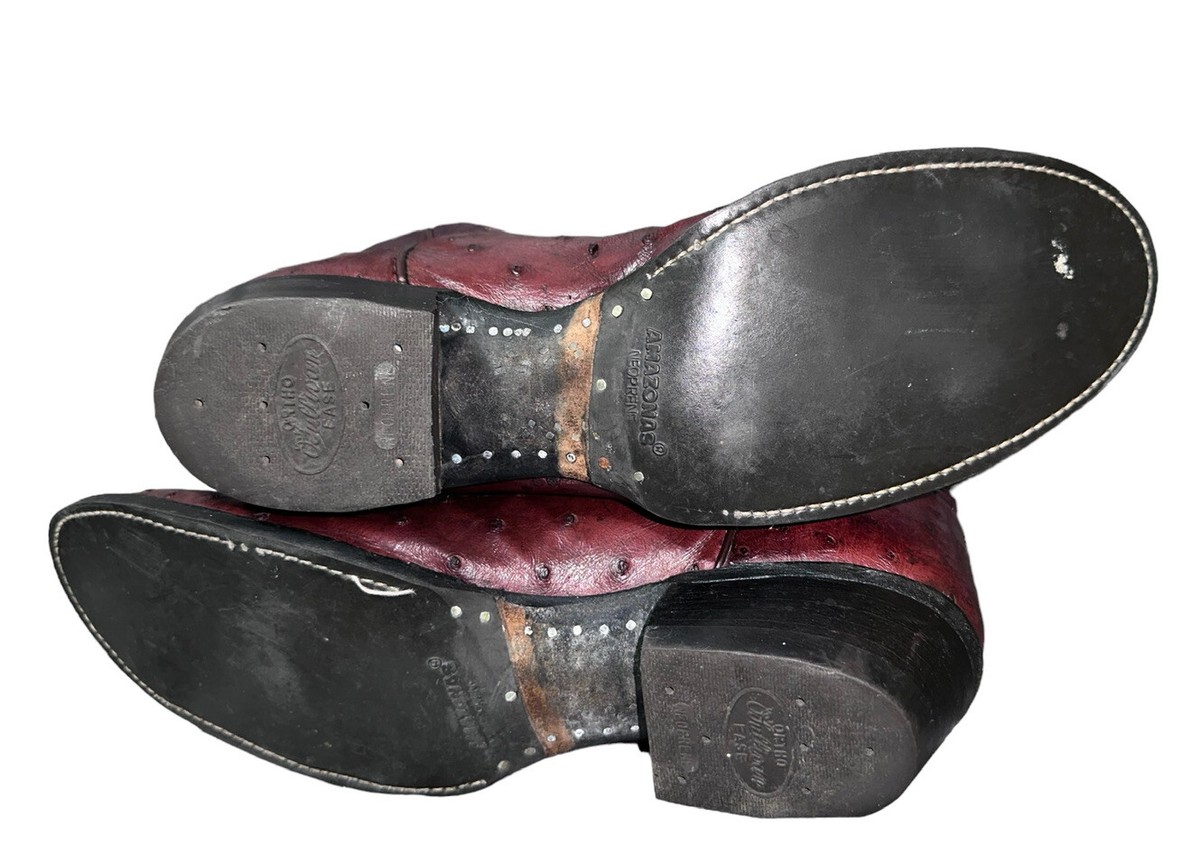 Men\'s Tony Lama Ostrich Boots, Size 10 1/2 D. Burgandy Men main image 2