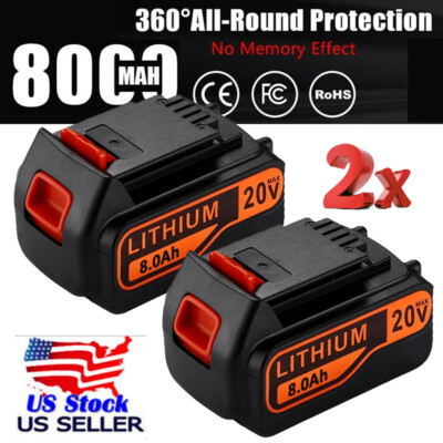 #ad 2Pack 20V Lithium ion Battery for BLACKDECKER 20 Volt LBXR20 LBX20 LB20 8000mAh $41.98