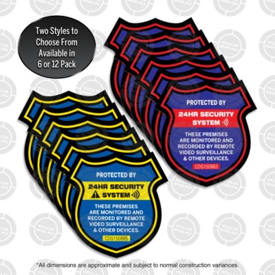 24HR SECURITY SYSTEM cctv surveillance sticker label decal camera alarm windows