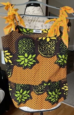 Moschino Cheap And Chic Y2K Pineapple Tank Top Sz 6 Brown Orange