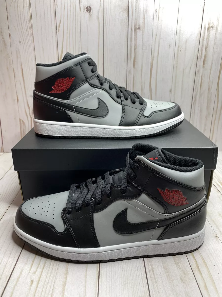 Nike Air Jordan 1 Mid Shadow Red Grey Black GS Size 5.5Y 554725 096