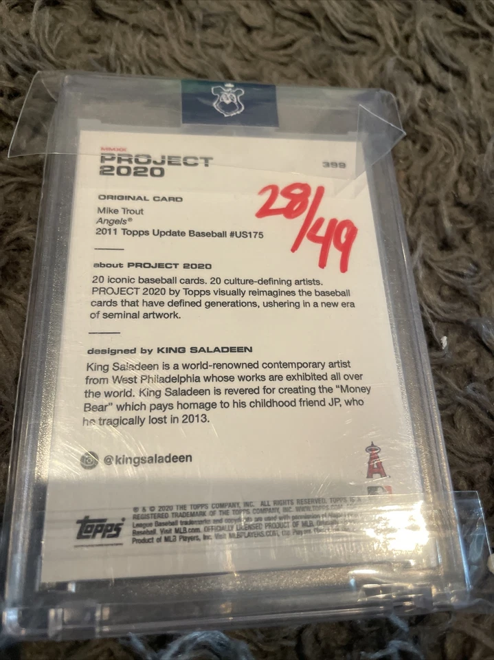 Topps Project 2020 #399 2011 Mike Trout by King Saladeen Red Auto 28/49 - Image 4 of 4