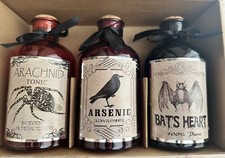 Halloween Potion Display Bottles Glass Potions Set of 3 Display NWT