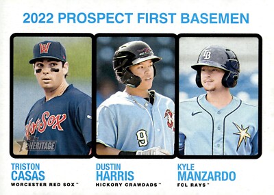 2022 Topps Heritage Minor League   Triston Casas, K Manzardo, D Harris #186 (RC)