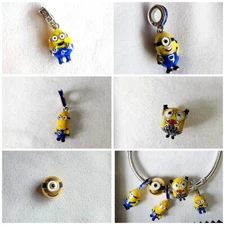 New sterling silver Minion charm for jewelry bracelet Kevin Bob Stuart Jorje EYE