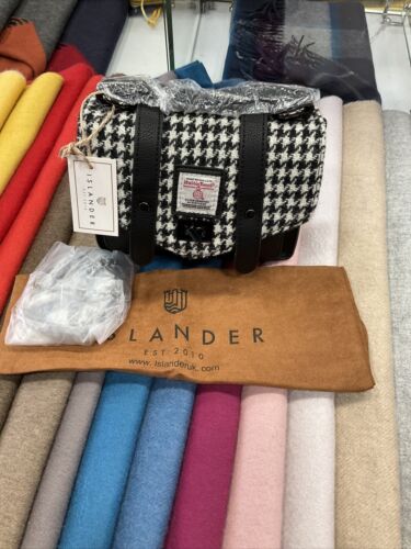 Harris Tweed Black And White Dogtooth Bag Small - Picture 1 of 5