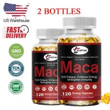 Organic Maca Root Capsules, Peruvian Maca Extract for Men & Women, 2 X 120 Pills
