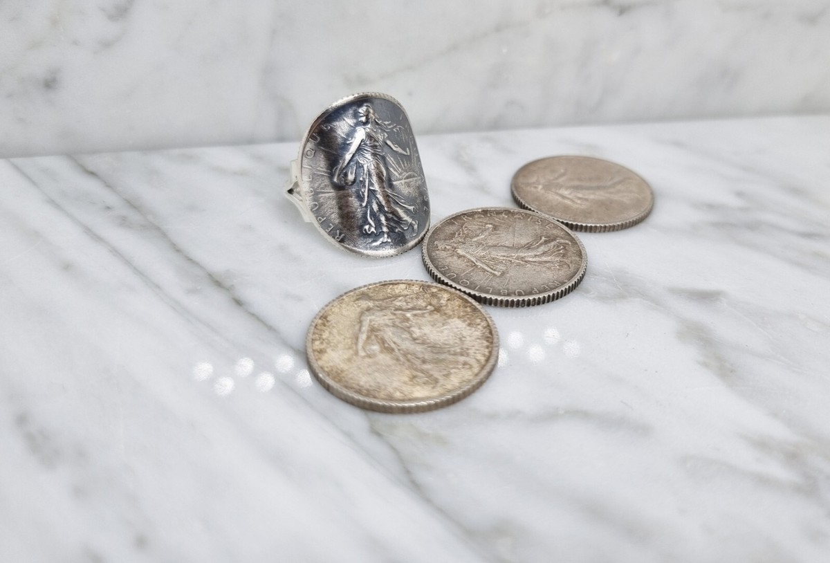 Franc Bague Piece Argent Femme Bague En Pièce De Monnaie 50