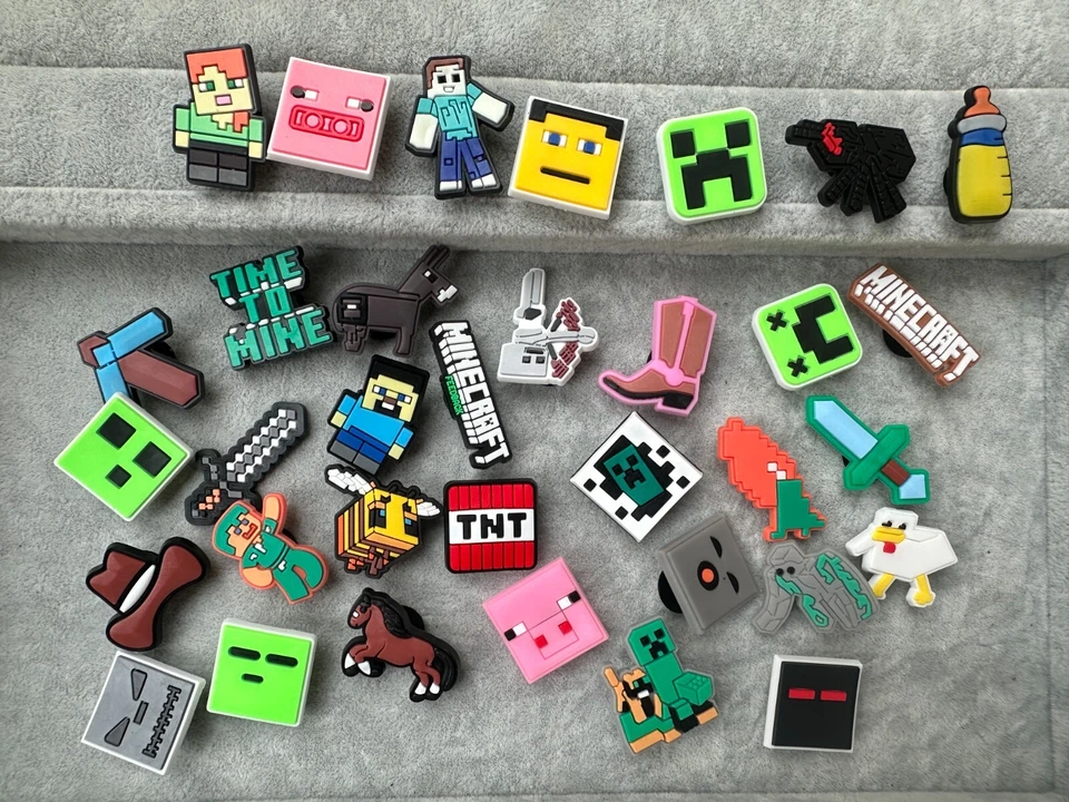 34 mine craft Shoe Charms for Croc Steve Creeper Diamond TNT Block