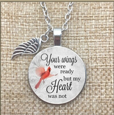Your wings were ready but my heart was memorial necklace with gift box 
