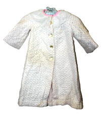 Vintage Girls Kids 70s/80s White Quilted Pink Bow DAMAGED Bed Robe 5/6 READ