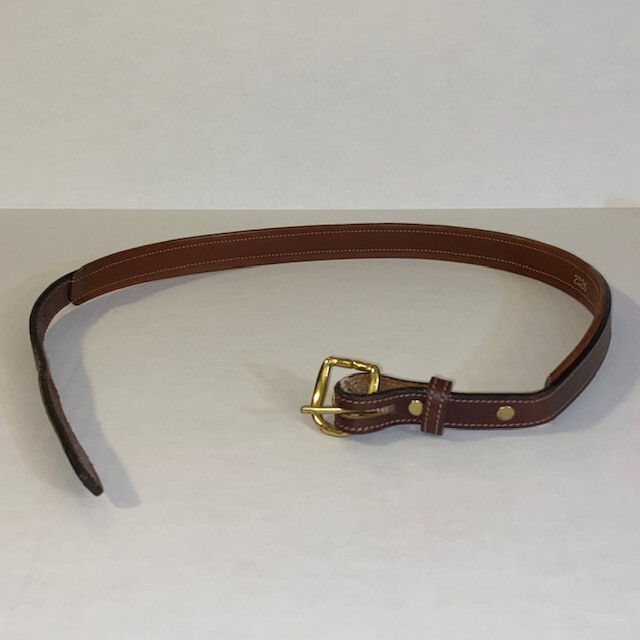 Tory Leather Womens English Bridle Leather Skinny Braided Belt Brass Buckle 26 TORY LEATHER 26 ENGLISH BRIDLE LEATHER BELT BLACK WITH BRASS  main image 3